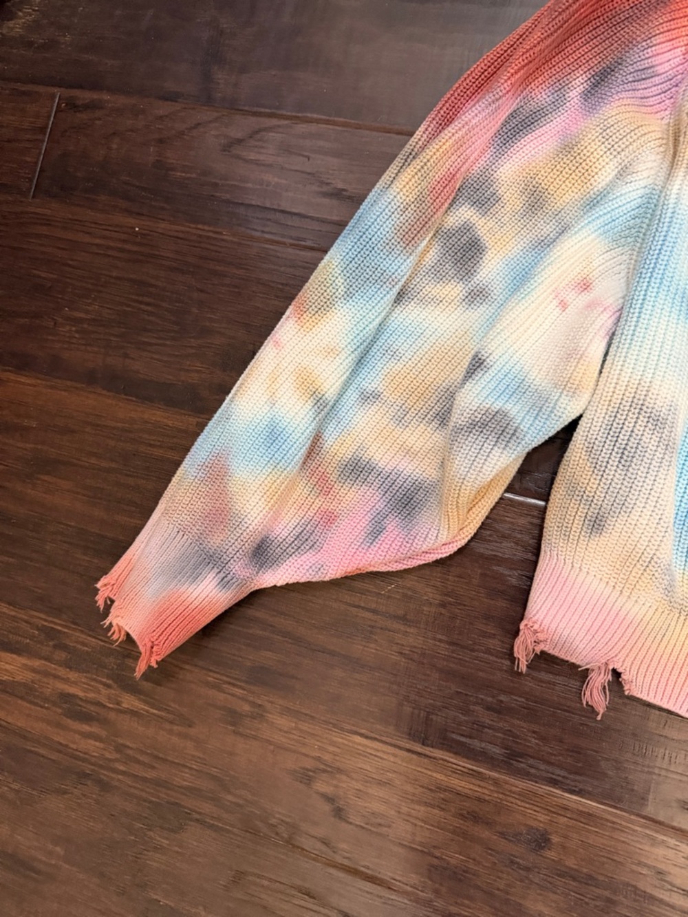 Cropped Sweater Boho Tie-Dye Ribbed Crewneck  - Multicolor - Picture 16 of 16
